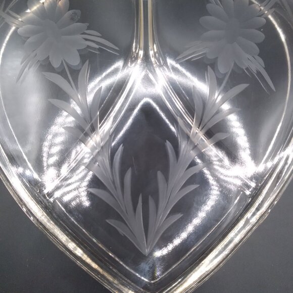 Vintage Paden City Glass Covered Dish Etched Flowers Jewelry Trinket Box Jewelry - Picture 6 of 9